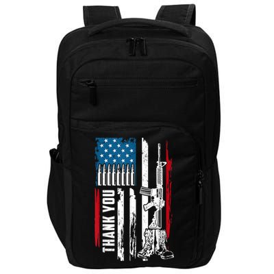 Thank You Patriotic Men Memorial Day 4th Of July US Flag Impact Tech Backpack