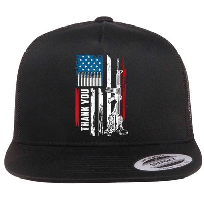 Thank You Patriotic Men Memorial Day 4th Of July US Flag Flatbill Hat