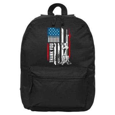 Thank You Patriotic Men Memorial Day 4th Of July US Flag 16 in Basic Backpack