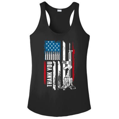 Thank You Patriotic Men Memorial Day 4th Of July US Flag Ladies PosiCharge Competitor Racerback Tank