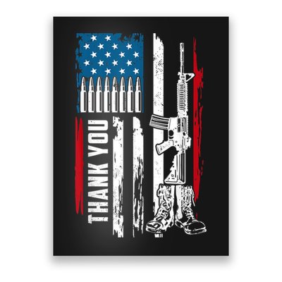 Thank You Patriotic Men Memorial Day 4th Of July US Flag Poster
