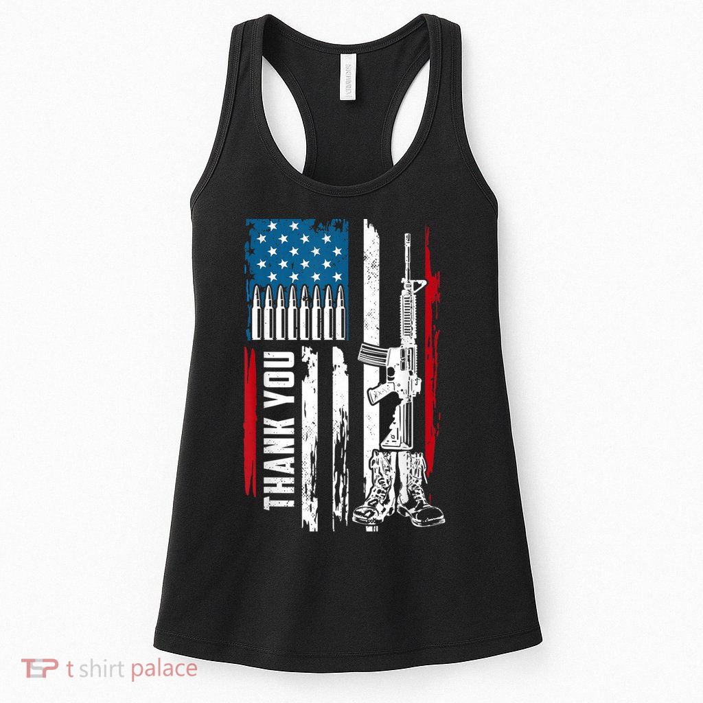 Thank You Patriotic Men Memorial Day 4th Of July US Flag Womens Tank Top