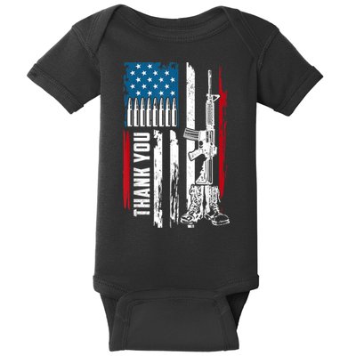Thank You Patriotic Men Memorial Day 4th Of July US Flag Baby Bodysuit
