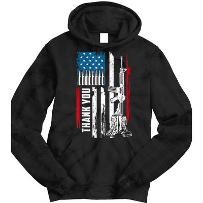 Thank You Patriotic Men Memorial Day 4th Of July US Flag Tie Dye Hoodie