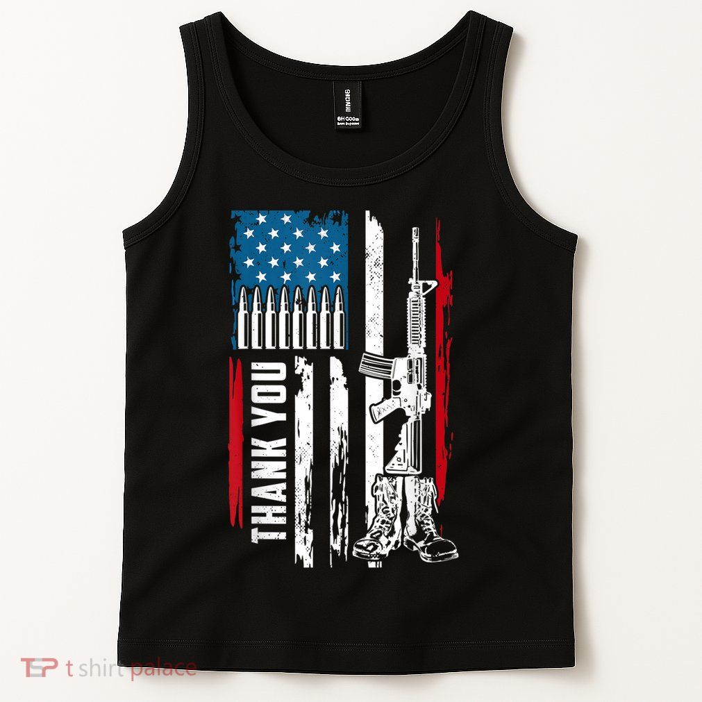 Thank You Patriotic Men Memorial Day 4th Of July US Flag Tank Top
