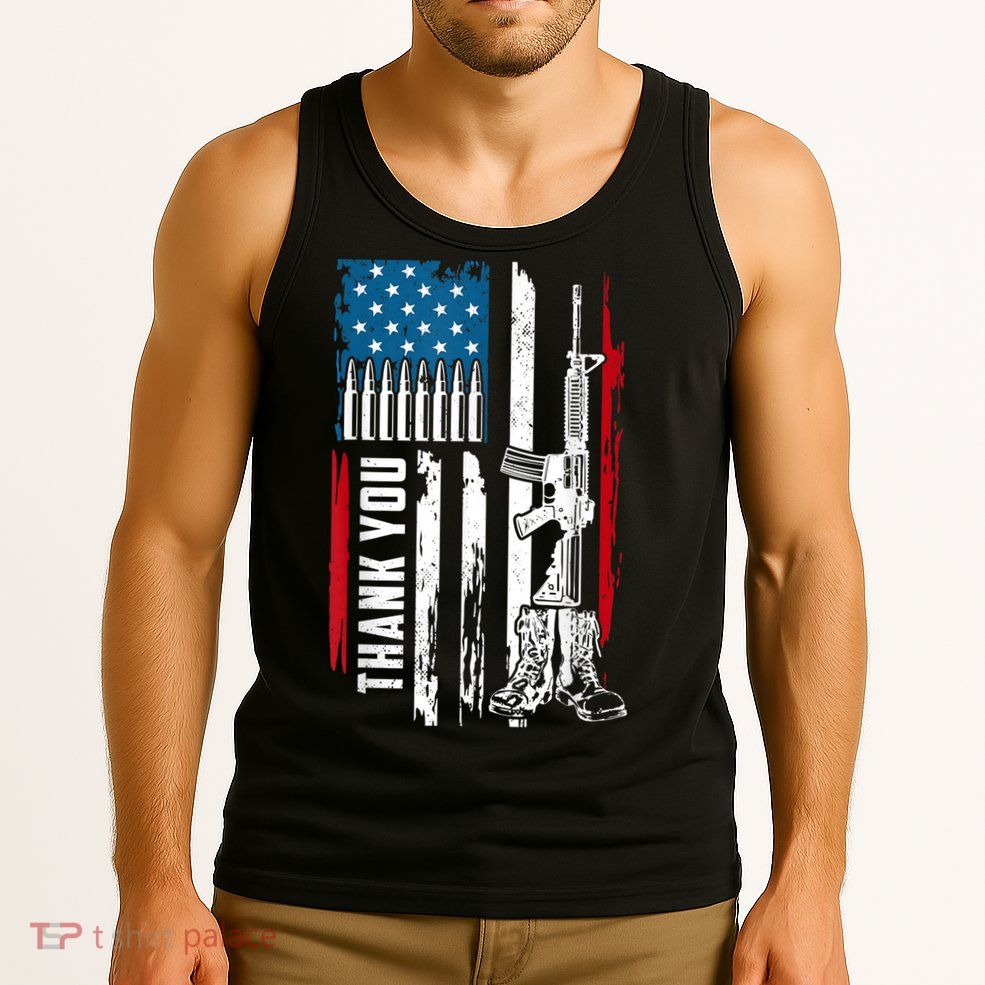 Thank You Patriotic Men Memorial Day 4th Of July US Flag Tank Top