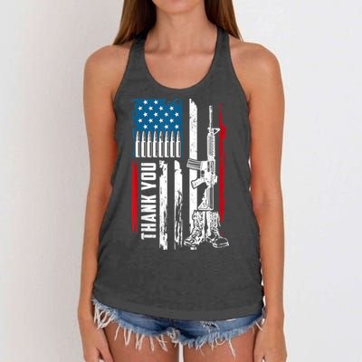 Thank You Patriotic Men Memorial Day 4th Of July US Flag Women's Knotted Racerback Tank