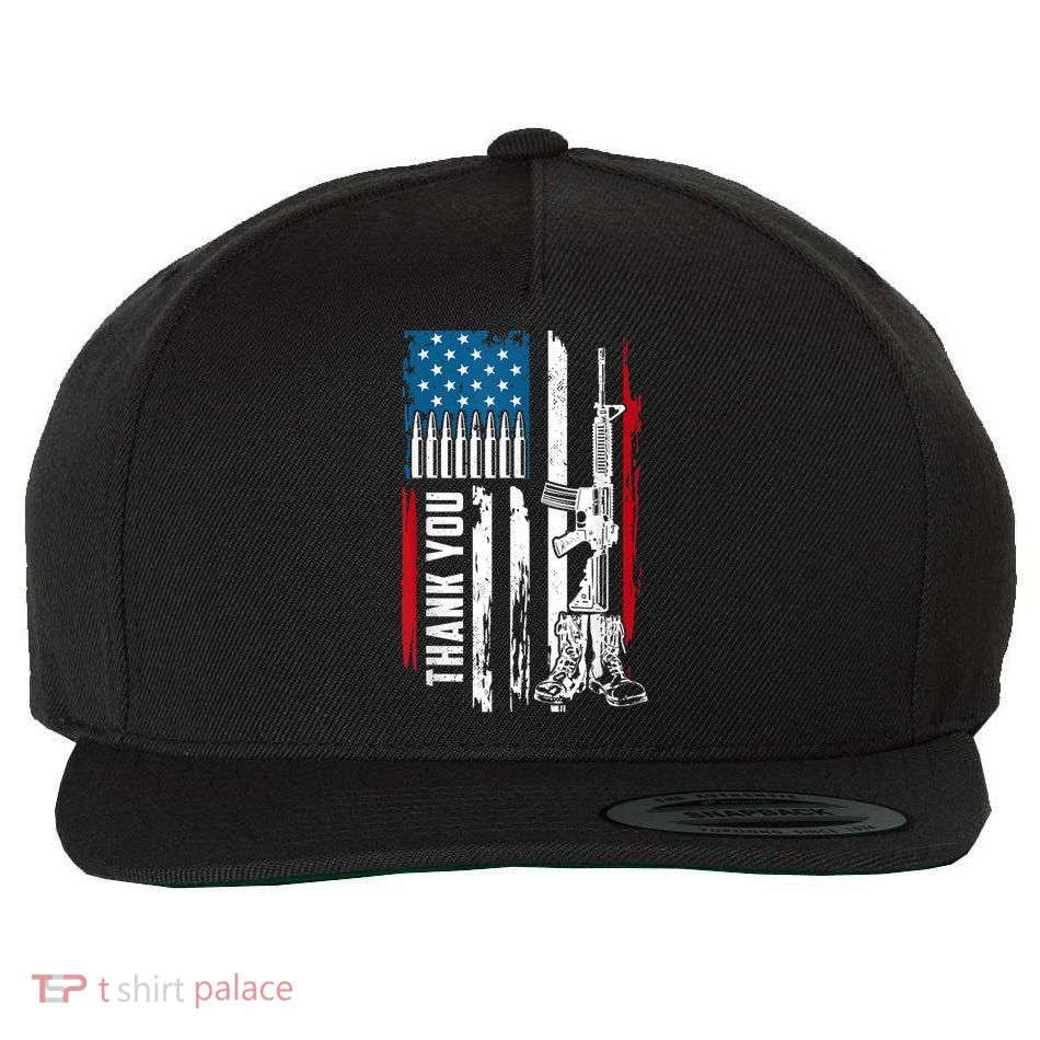 Thank You Patriotic Men Memorial Day 4th Of July US Flag Wool Snapback Cap