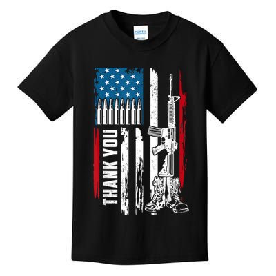 Thank You Patriotic Men Memorial Day 4th Of July US Flag Kids T-Shirt