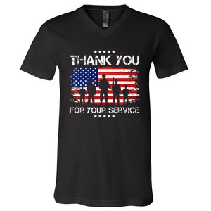 Thank You Patriotic Veteran Memorial Day V-Neck T-Shirt