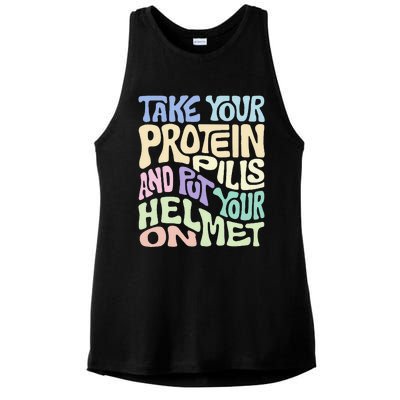 Take Your Protein Pills And Put Your Helmet On Ladies PosiCharge Tri-Blend Wicking Tank