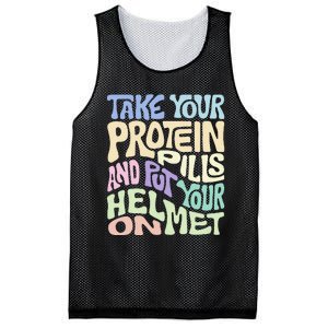 Take Your Protein Pills And Put Your Helmet On Mesh Reversible Basketball Jersey Tank