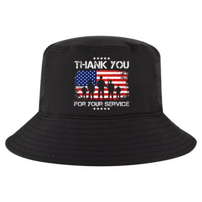 Thank You Patriotic Veteran Memorial Day 4th Of July US Flag Cool Comfort Performance Bucket Hat