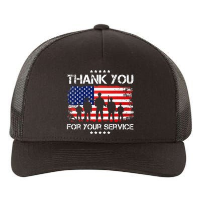 Thank You Patriotic Veteran Memorial Day 4th Of July US Flag Yupoong Adult 5-Panel Trucker Hat