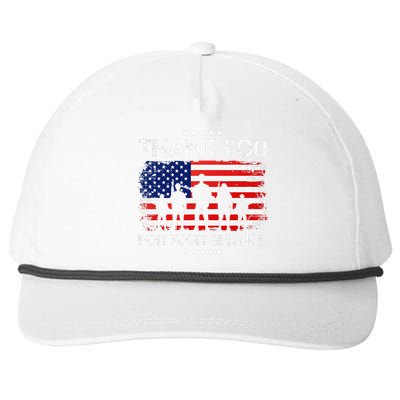 Thank You Patriotic Veteran Memorial Day 4th Of July US Flag Snapback Five-Panel Rope Hat