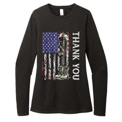 Thank You Patriotic Memorial Day 4th Of July US Flag Womens CVC Long Sleeve Shirt