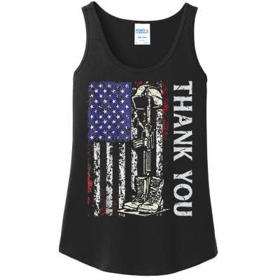 Thank You Patriotic Memorial Day 4th Of July US Flag Ladies Essential Tank