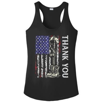 Thank You Patriotic Memorial Day 4th Of July US Flag Ladies PosiCharge Competitor Racerback Tank