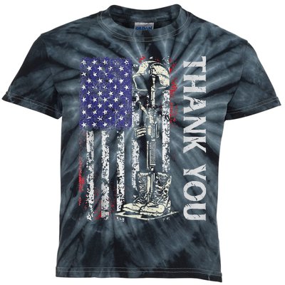 Thank You Patriotic Memorial Day 4th Of July US Flag Kids Tie-Dye T-Shirt