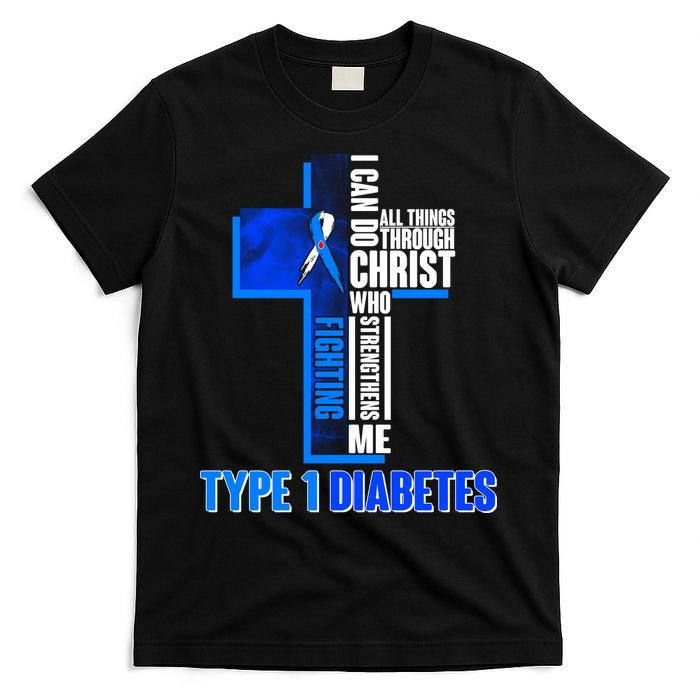 Type 1 Diabetes Awareness Warrior Cross T-Shirt