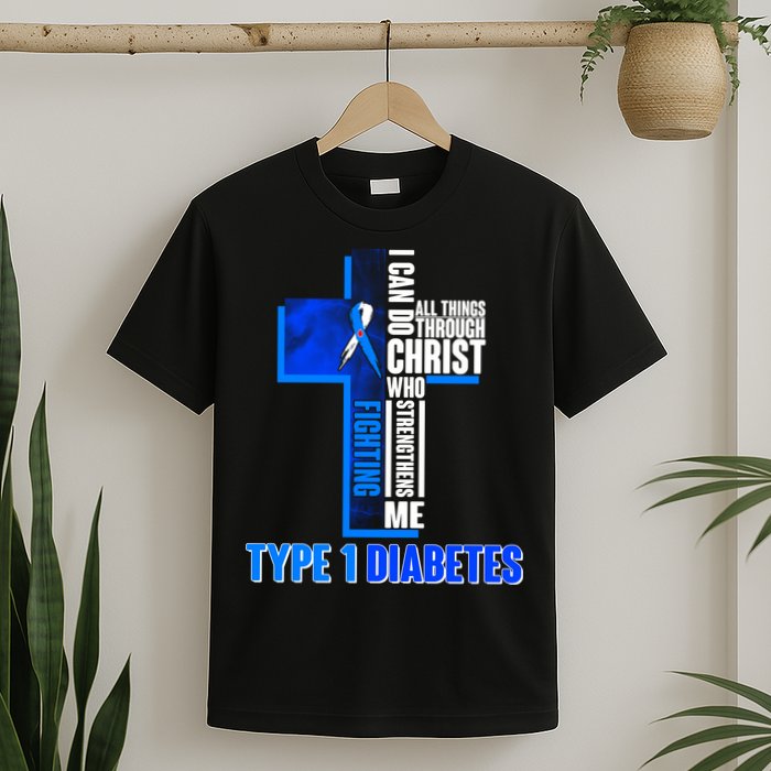 Type 1 Diabetes Awareness Warrior Cross T-Shirt