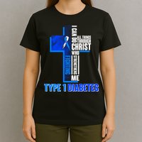 Type 1 Diabetes Awareness Warrior Cross T-Shirt