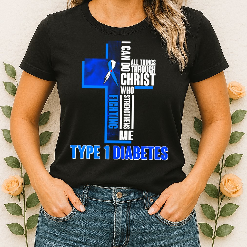 Type 1 Diabetes Awareness Warrior Cross Womens T-Shirt