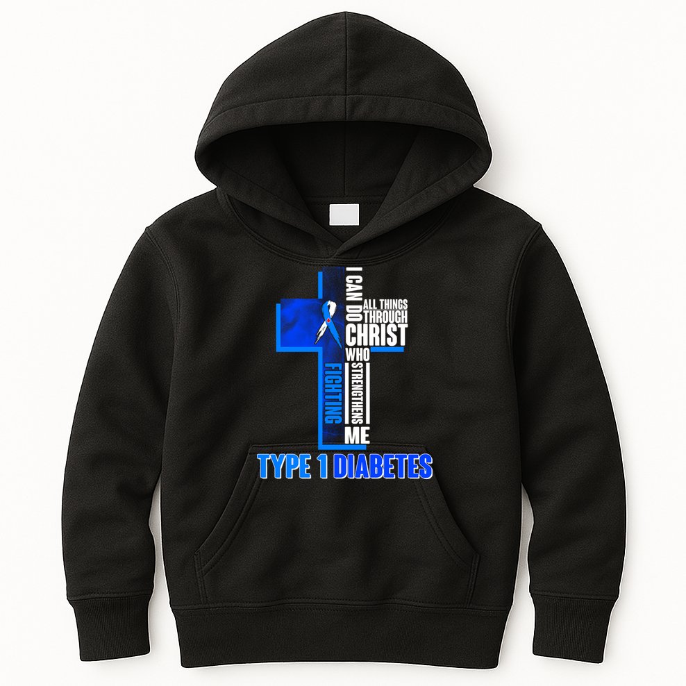 Type 1 Diabetes Awareness Warrior Cross Kids Hoodie