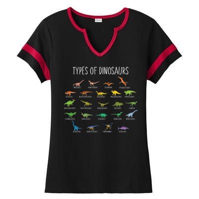 Types of Dinosaurs Ladies Halftime Notch Neck Tee