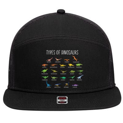 Types of Dinosaurs 7 Panel Mesh Trucker Snapback Hat