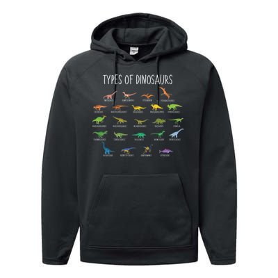 Types of Dinosaurs Performance Fleece Hoodie