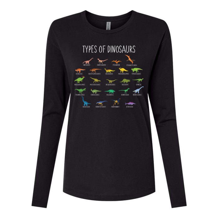 Types of Dinosaurs Womens Cotton Relaxed Long Sleeve T-Shirt