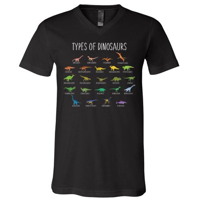 Types of Dinosaurs V-Neck T-Shirt