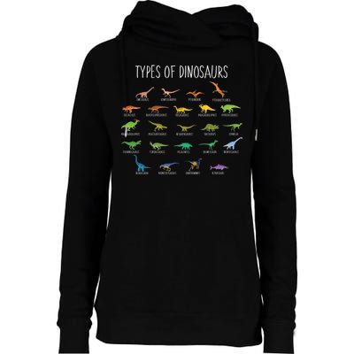 Types of Dinosaurs Womens Funnel Neck Pullover Hood