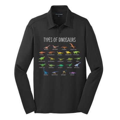 Types of Dinosaurs Silk Touch Performance Long Sleeve Polo