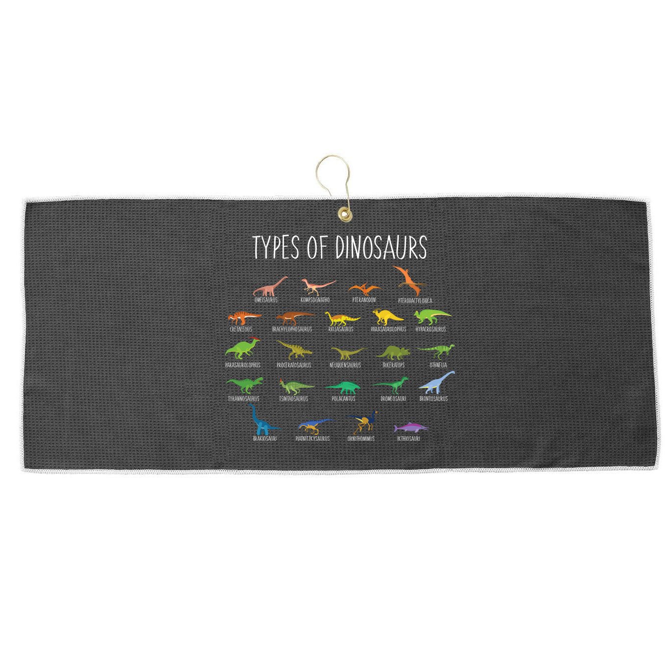 Types of Dinosaurs Large Microfiber Waffle Golf Towel