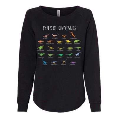 Types of Dinosaurs Womens California Wash Sweatshirt