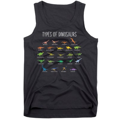 Types of Dinosaurs Tank Top