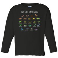 Types of Dinosaurs Toddler Long Sleeve Shirt