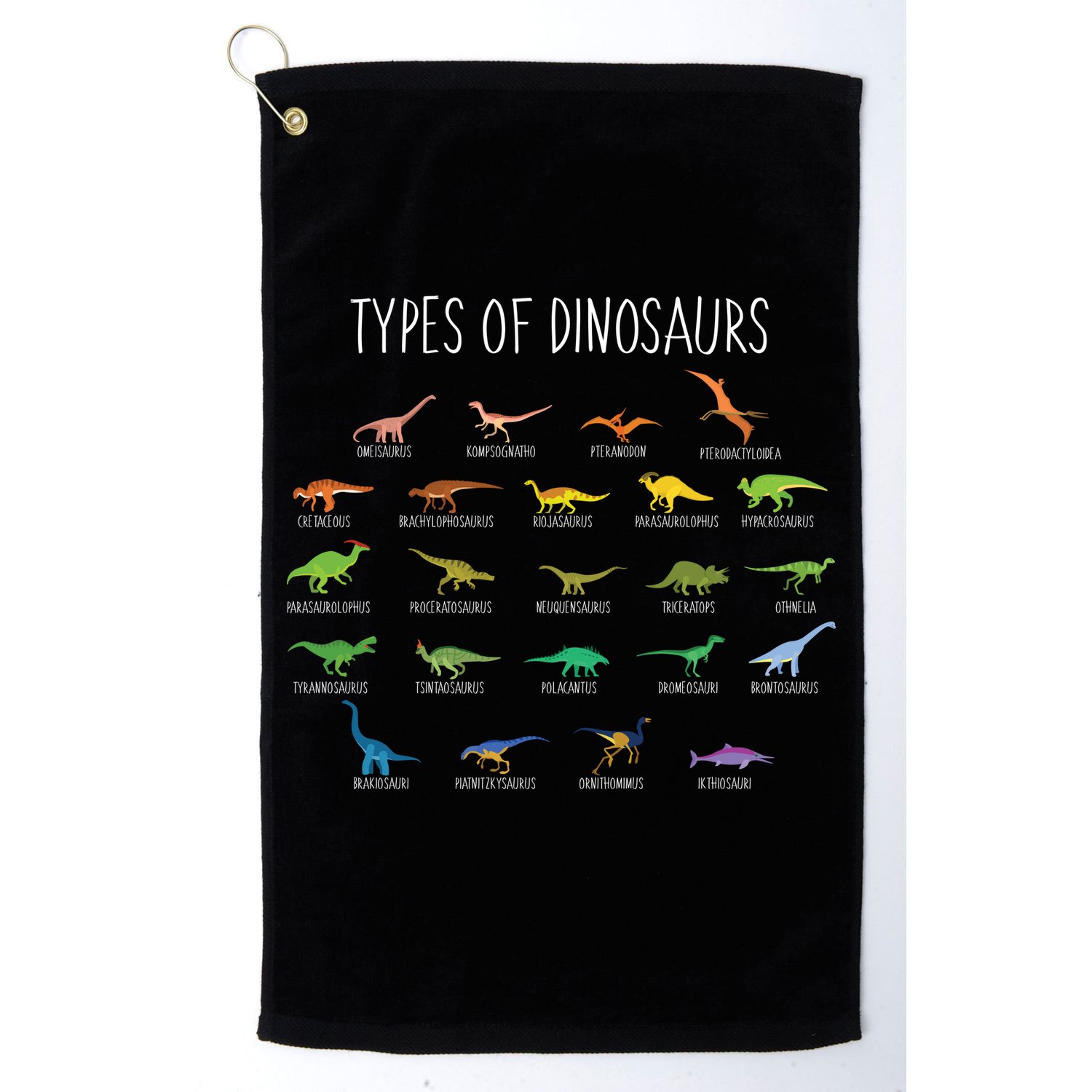 Types of Dinosaurs Golf Towel