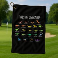 Types of Dinosaurs Golf Towel