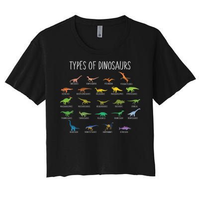 Types of Dinosaurs Women's Crop Top Tee