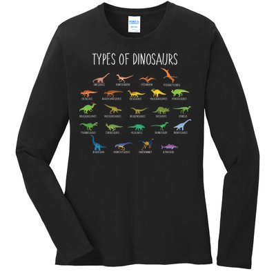 Types of Dinosaurs Ladies Long Sleeve Shirt