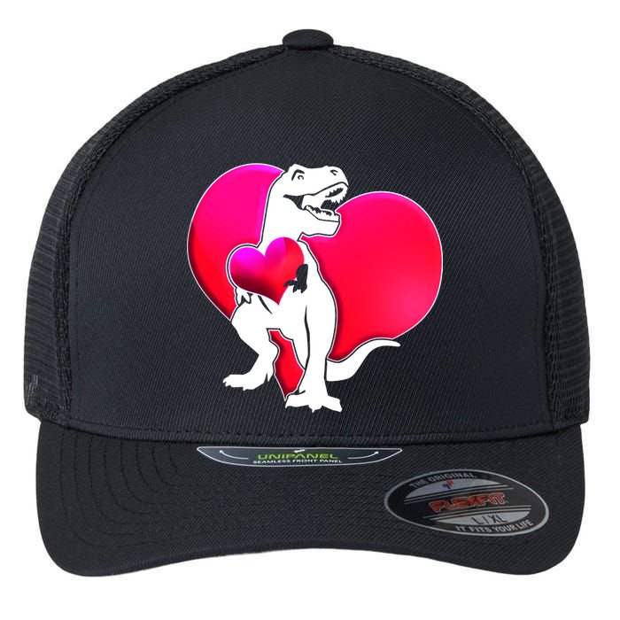 Tyrannosaurus Rex Valentine Heart Dinosaur  Flexfit Unipanel Trucker Cap