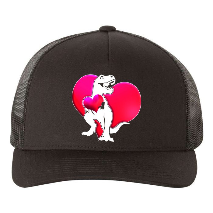 Tyrannosaurus Rex Valentine Heart Dinosaur  Yupoong Adult 5-Panel Trucker Hat