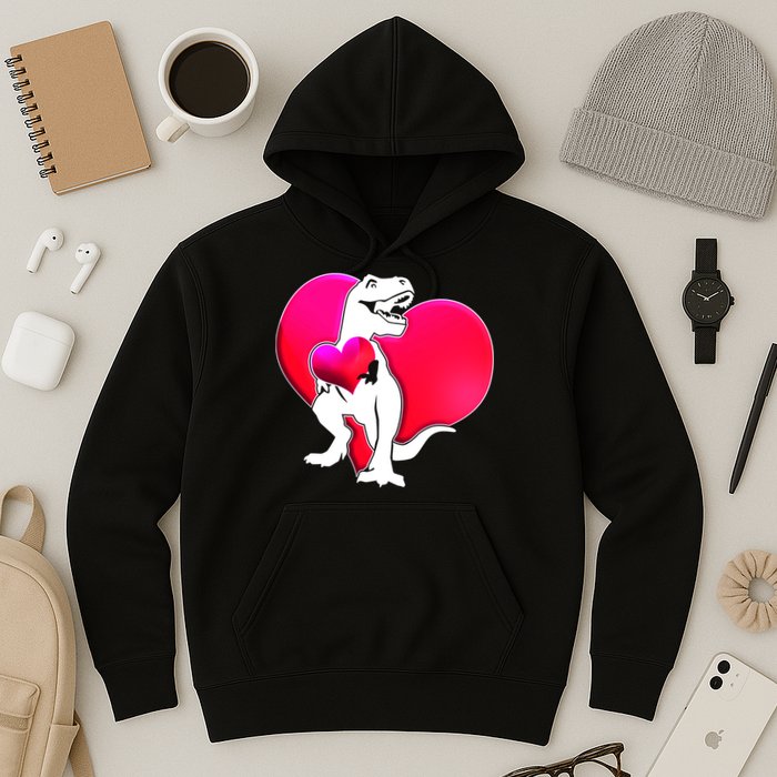 Tyrannosaurus Rex Valentine Heart Dinosaur  Hoodie
