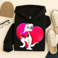 Tyrannosaurus Rex Valentine Heart Dinosaur  Hoodie