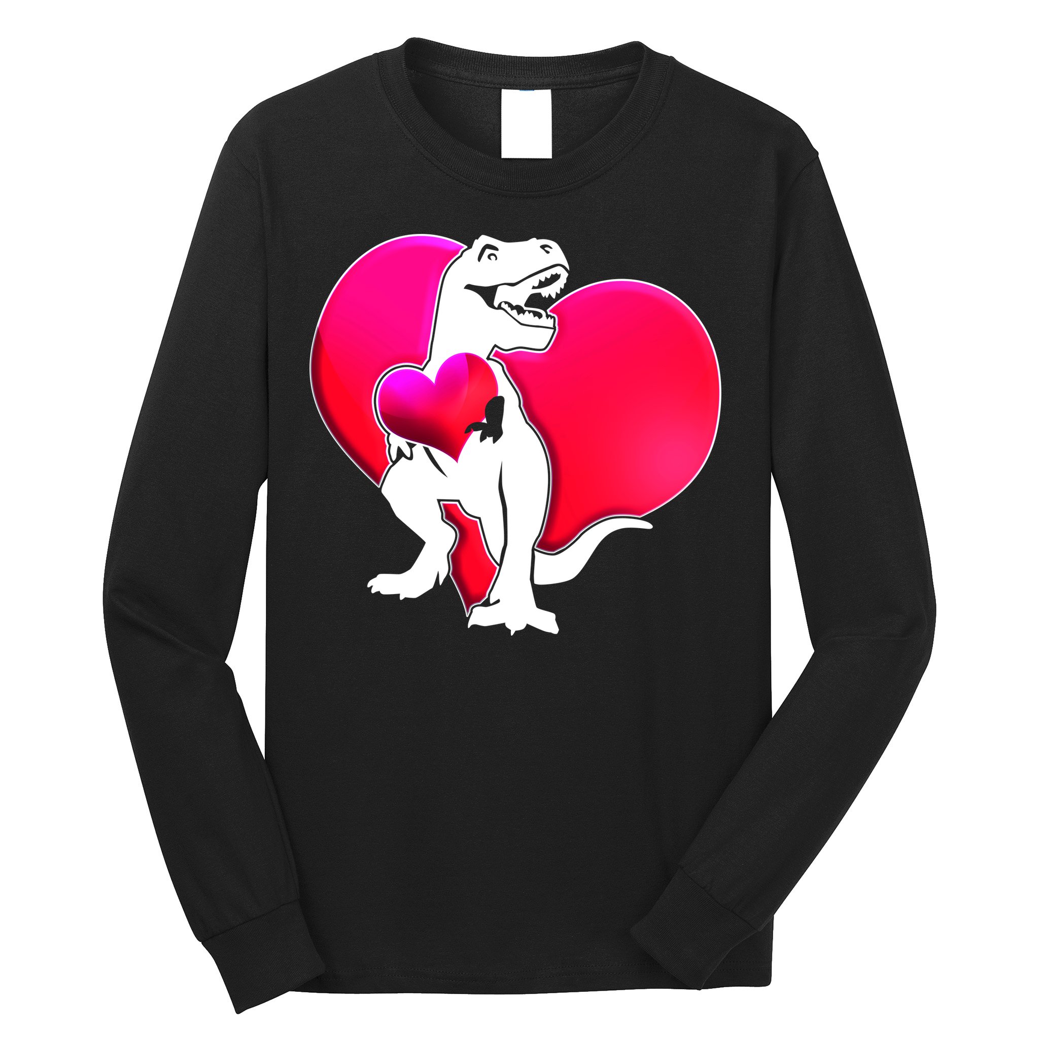 Tyrannosaurus Rex Valentine Heart Dinosaur  Long Sleeve Shirt