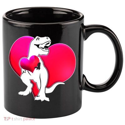 Tyrannosaurus Rex Valentine Heart Dinosaur  11oz C Handle Ceramic Mug
