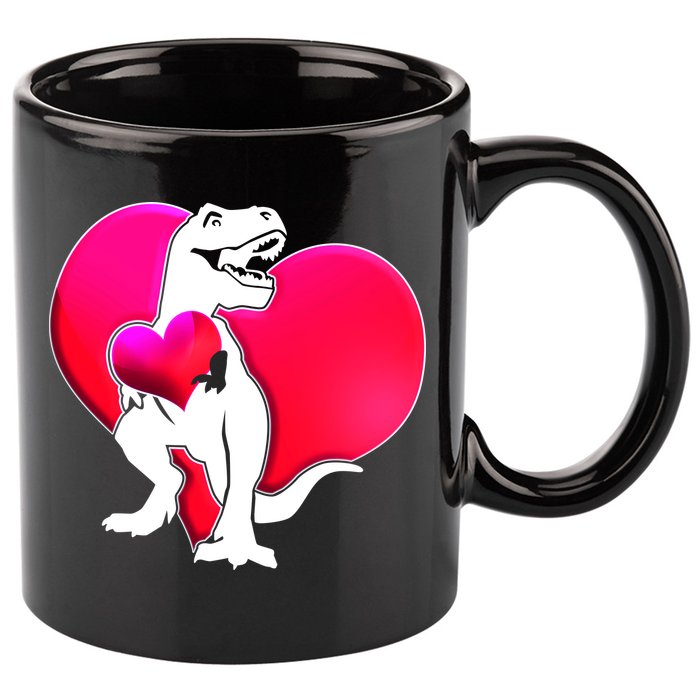 Tyrannosaurus Rex Valentine Heart Dinosaur  11oz C Handle Ceramic Mug
